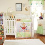 EVERYDAY KIDS Precious Moments Noah’s Ark 4 Pc Crib Bedding for Girls Nursery Set Includes Baby Bed Quilt, Fitted Sheet, Dust Ruffle and Diaper Stacker with Sweet Images of Elephants and Giraffes